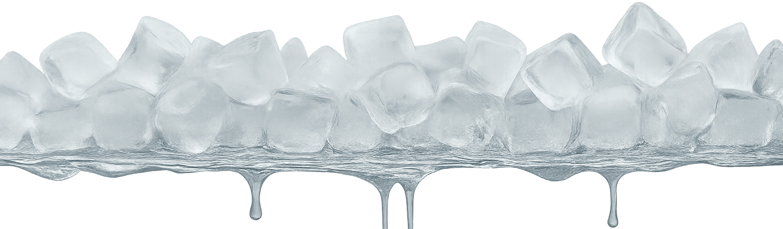 Ice cubes and water droplets